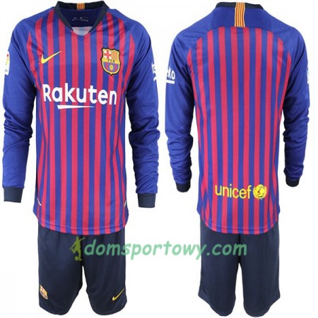 Koszulka FC Barcelona Dziecięcy Domowe Koszulki Piłkarskie 2018-2019 Długi Rękaw